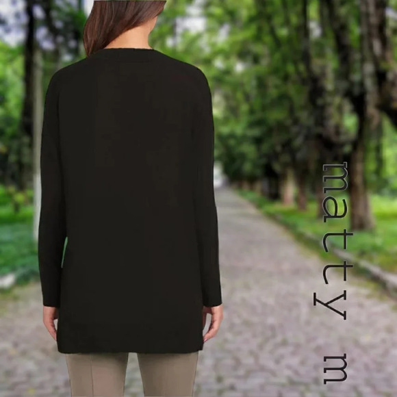 Matty M | V Neck Sweater with Side Slits | Black | NWT - Picture 2 of 4